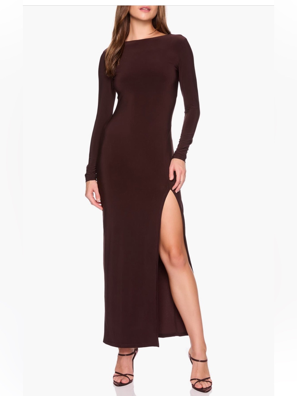 Susana Monaco Long Sleeve Side Slit
Maxi Dress Brown small NWT
